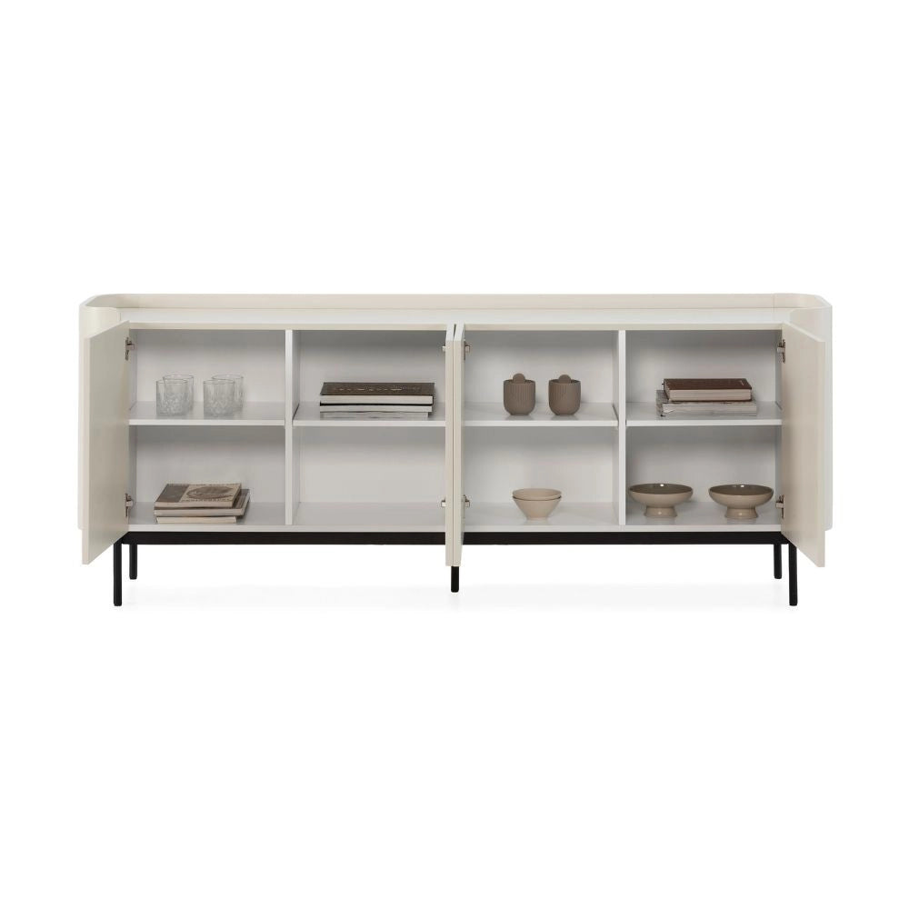 Credenza Willa18924 4 ante effetto cannettato colore crema 200x40x80H – Eleganza e capienza