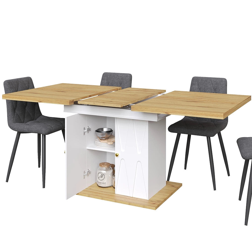 Tavolo da pranzo allungabile con 4 sedie - Xylo - 110(140)x70x76cm - Grigio
