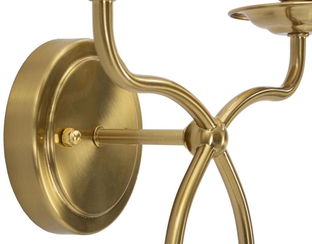 Lampada da Muro Zagabria 35,5x17x43 cm in Ferro e Tessuto Oro e Bianco