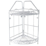 Trade Shop - Mensola Angolare Angoliera 2 Ripiani Porta Oggetti Bagno Metallo Bianco 52527 -
