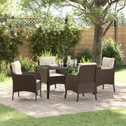 Set da pranzo da giardino con cuscini Rattan polipropilene marrone