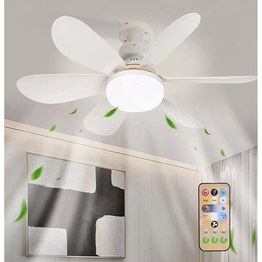 Trade Shop - Ventilatore Da Soffitto Con Luce Led Regolabile E27 60w Telecomandato Senza Fili -