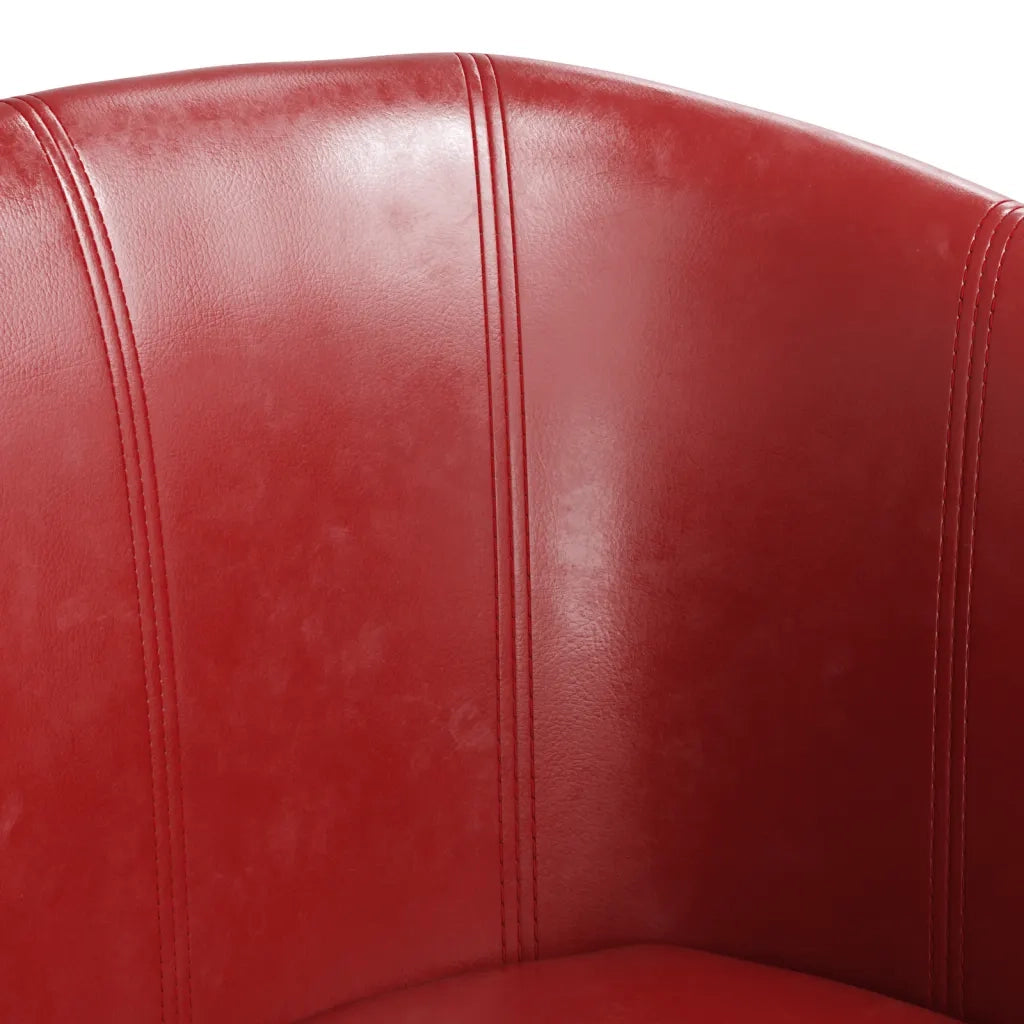 Poltrona | Sedia Relax a Pozzetto con Poggiapiedi Rosso Vino in Similpelle