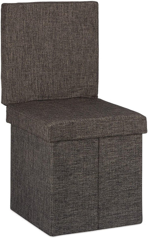 Sgabello contenitore pieghevole con schienale in lino marrone 13_0002778_2