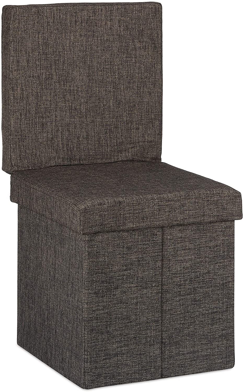 Sgabello contenitore pieghevole con schienale in lino marrone 13_0002778_2