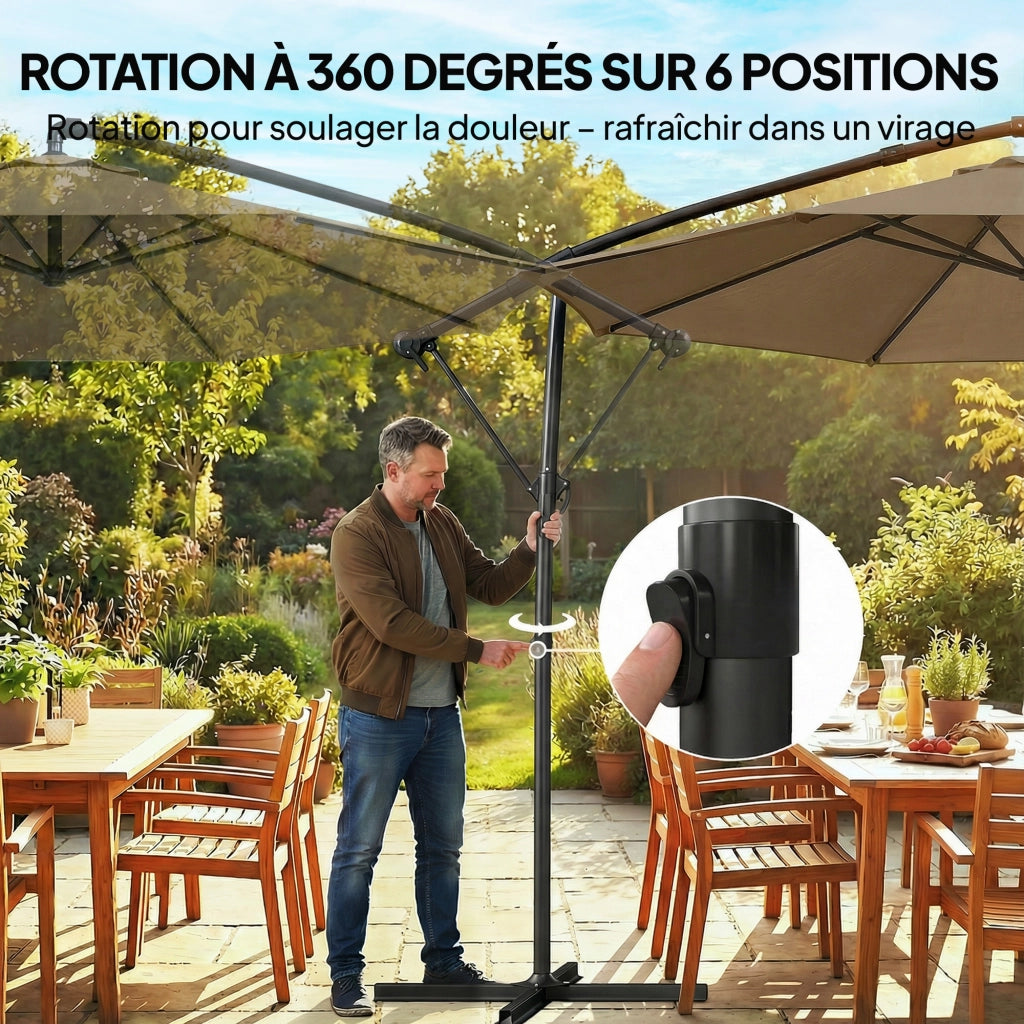 Ombrellone da giardino inclinabile rotondo 3 m ¨C zephmum ¨C kaki