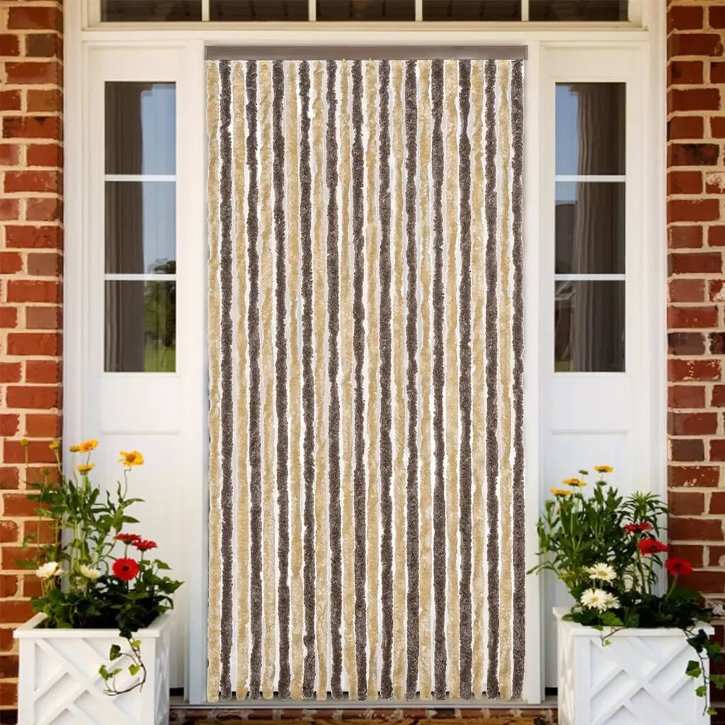 Tenda Antimosche Marrone Scuro e Beige 100x200 cm in Ciniglia CFW1629020