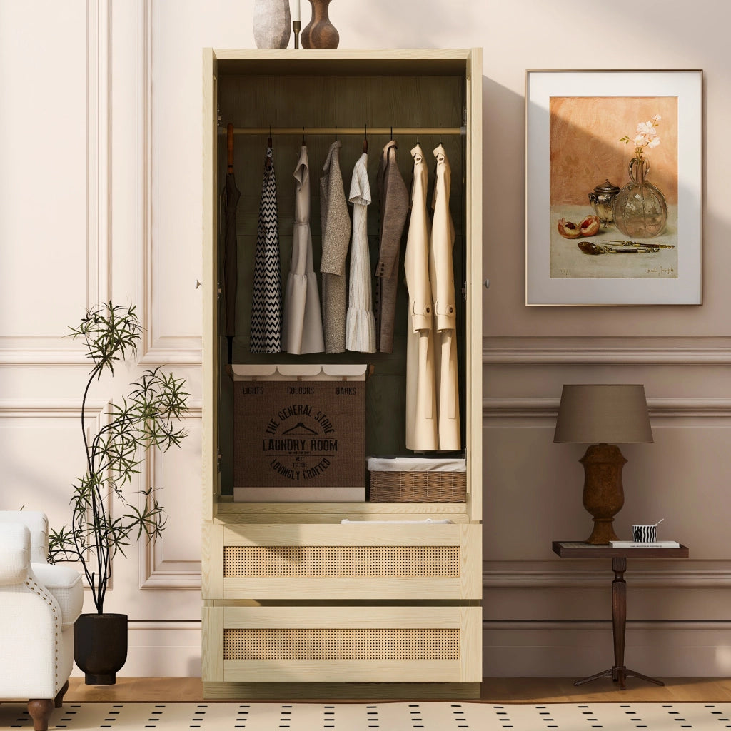 ARMADIO 70x55x170 cm a 2 ante colore legno con 2 cassetti