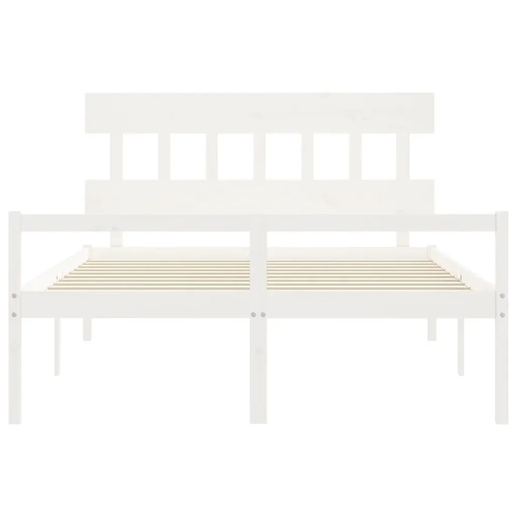 vidaXL Letto per Anziani con Testiera Bianco 160x200 cm Legno Massello