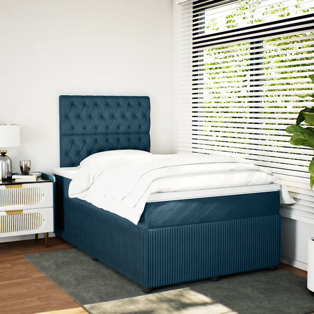 Giroletto a Molle con Materasso Blu 120x200 cm in Velluto