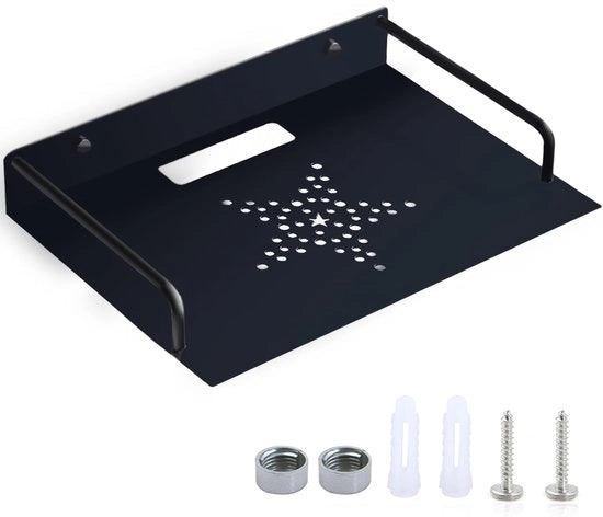 Braccio di supporto universale per router, pannello di router, piccola pannello per proiettore, pannello multifunzionale in alluminio per parete, per box TV, router, settopbox, mini-PC, accessori TV (nero)
