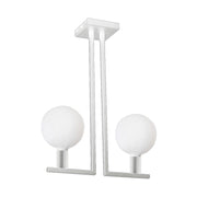 Plafoniera Twin a Soffitto con Attacco E27 per Interni - Struttura in Metallo Bianco Opaco 75W IP20 - Design Decorativo - Rossini Group