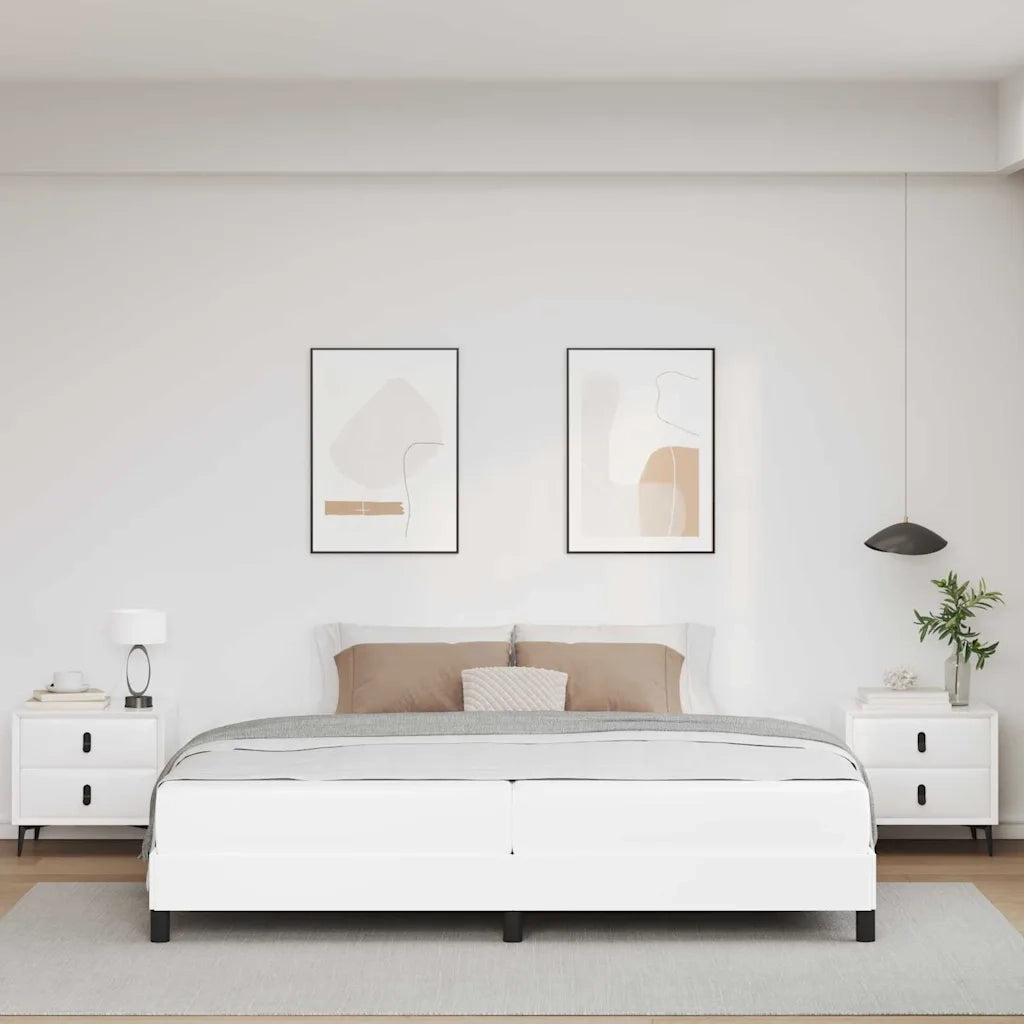Struttura del letto Bianco Puro 200 x 200 cm Tessuto
