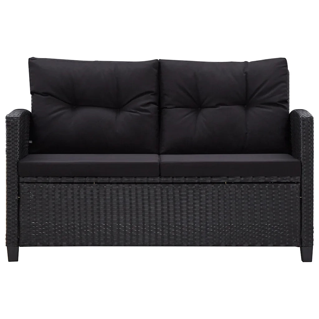 Divano da Giardino 2 Posti con Cuscini Nero 124 cm Polyrattan cod mxl 78304