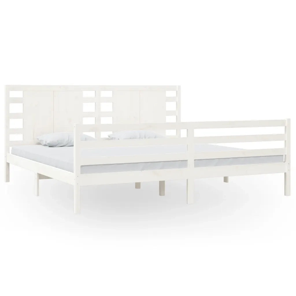 Giroletto senza Materasso-Struttura Letto Bianco 200x200 cm Legno Massello Pino 621523