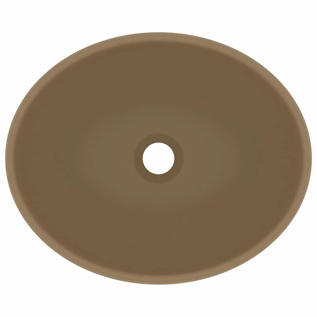 Lavabo ovale di lusso da appoggio WC lavabo bagno stanza cosmetica interno casa 40 x 33 cm ceramica crema opaca 02_0002672