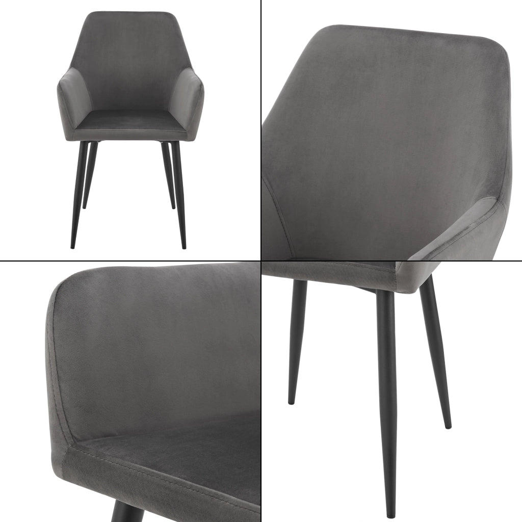 Set da 4 Poltrone Hollola Sedie per Sala Pranzo Effetto Velluto Grigio Scuro [en.casa]