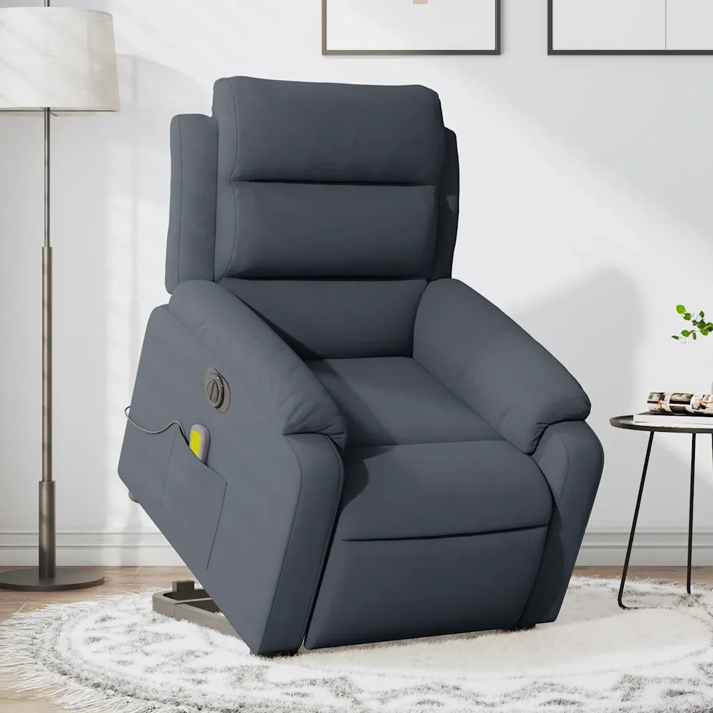 Poltrona Alzapersona Massaggio Elettrica Grigio Scuro Velluto 3205126