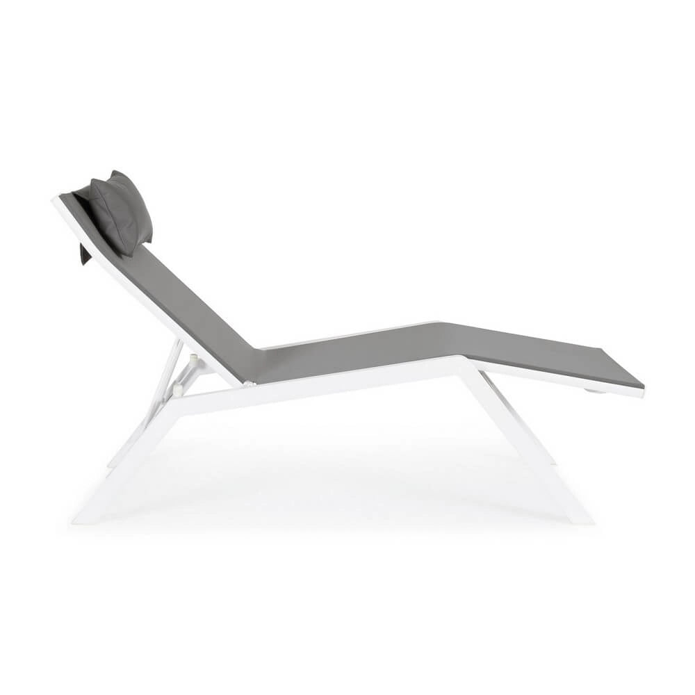 Chaise Longue da Esterno con Poggiatesta in Alluminio e Textilene - SOLIDITY