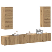 Set Mobile TV 4 pz-Set di 4 Credenza per TV Montato a Parete Rovere in Legno Multistrato