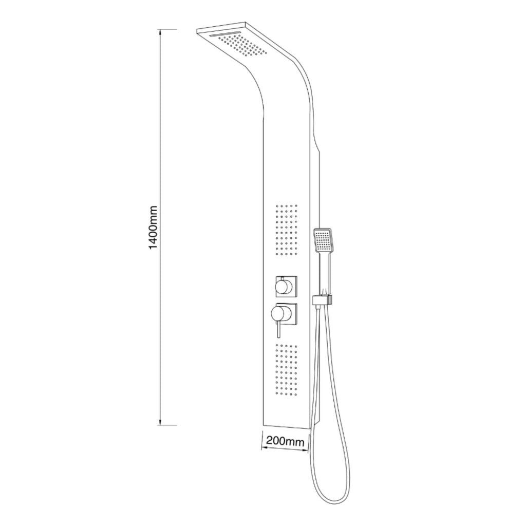 Em colonna doccia jungle acciaio inox spazzolata 4 funzioni con cascata doccetta miscelatore acqua calda fredda