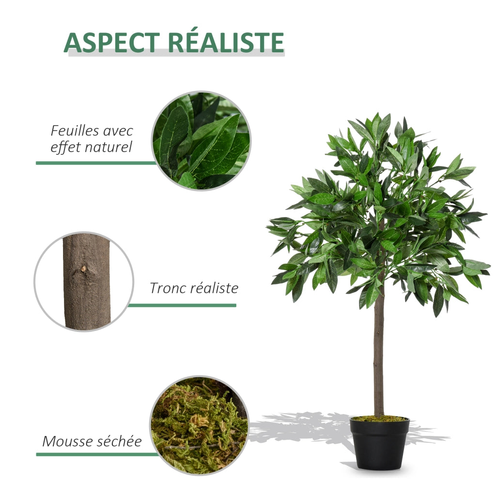 Lauriers Artificiali ¨C zephmum ¨C Verde 90cm 2 Pezzi con Vaso