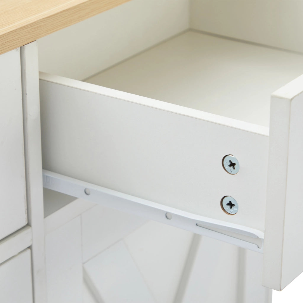 Credenza moderna bianca in MDF con 3 cassetti e 4 ante, 160 x 37 x 75 cm