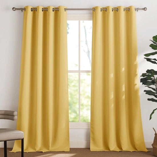Veliature a Sfondamento 140x245 cm - Opaque - Pronto all'Assemblaggio - 2 Pezzi - Giallo Soltanto - Per Salotto/Camera da Letto - Veliature a Sfondamento Total Blackout