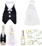 Decorazione per bottiglia di vino 2 pezzi - Decorazione per tavola di matrimonio - Regalo di matrimonio - Copricapo per bottiglia di vino - Polyester/Tule - Inclusi 12 adesivi - Decorazione per bottiglia di vino