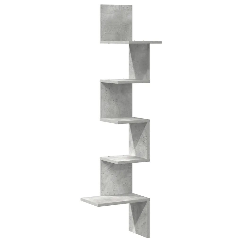 Scaffale Angolare a Muro | Mensola a parete Grigio Cemento 32x32x127,5 cm