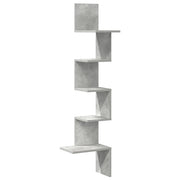 Scaffale Angolare a Muro | Mensola a parete Grigio Cemento 32x32x127,5 cm