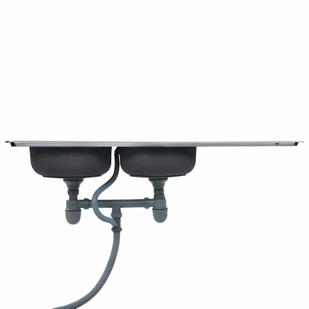 Lavello da Cucina Doppio con Filtro e Sifone in Acciaio Inox CFW2898850