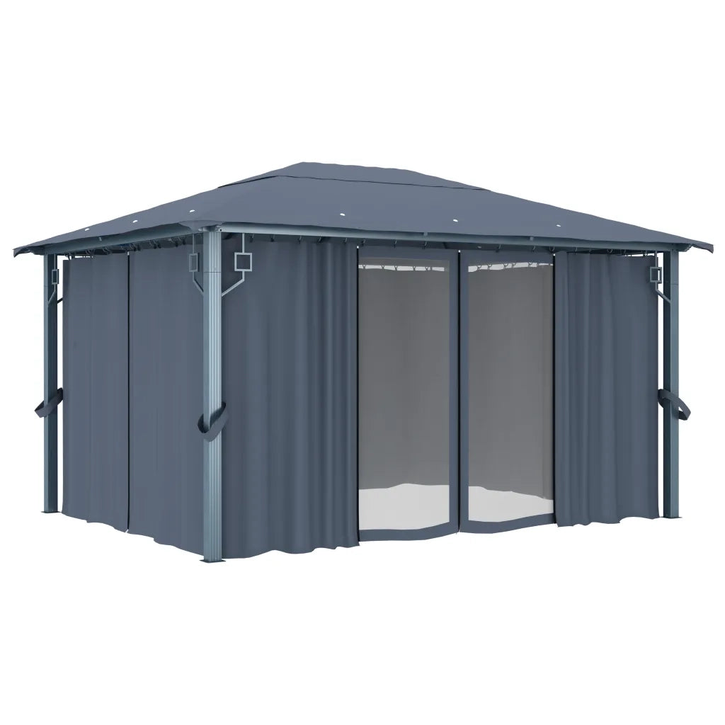 Gazebo con Tenda 400 x 300 cm Antracite in Alluminio 48045