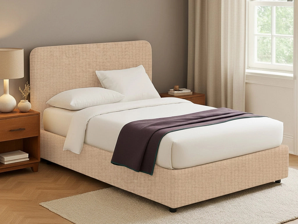 Bury, Letto Matrimoniale Sfoderabile Made in Italy, Beige