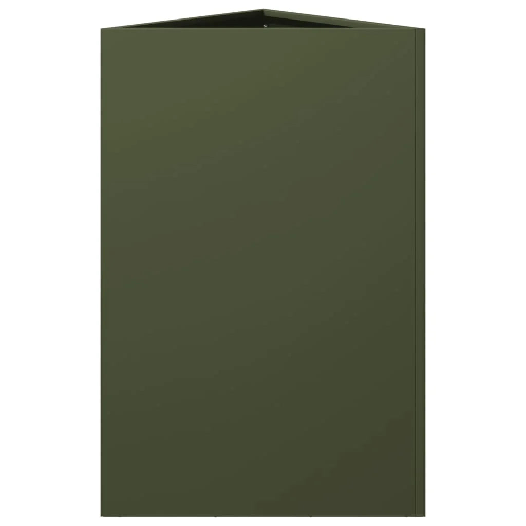 Fioriera aiuola rialzata fioriera aiuola giardino terrazza set da 2 triangolare verde oliva 50 x 43 x 75 cm acciaio verde 02_0039091