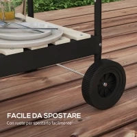 Barbecue a Carbonella ad Altezza Regolabile con 3 Ripiani e Vassoio, in Metallo Legno, 113x53.5x82.5 cm, Nera