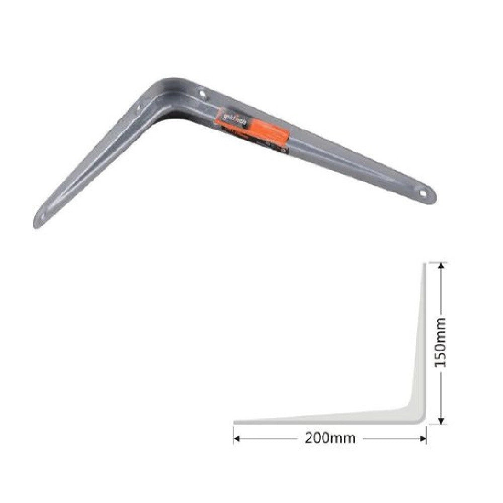 Trade Shop - Set 2pz Reggimensola Supporto Staffa Triangolo Mensola Metallo 20cm Grigio 91263 -