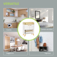 Mobile Multiuso 2 Ante 3 Ripiani 60x30x78 cm in Legno Bianco