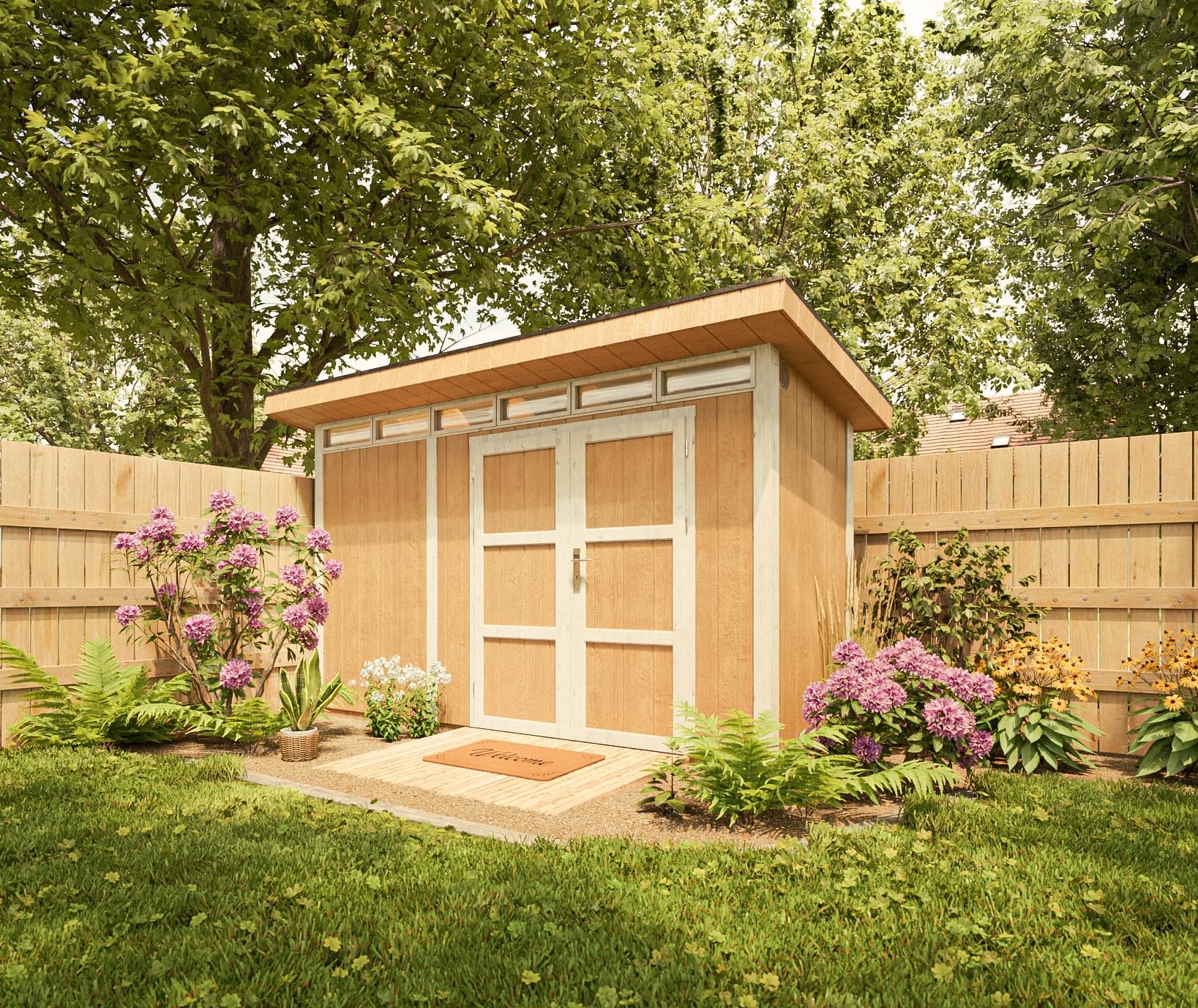 Casetta da Giardino di QUALITÃ€ PREMIUM 4,3mq-L161xW411cm - TIMBELA M902A-REDWOOD RED