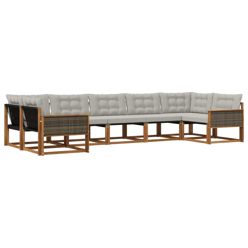 Set di divani da esterno 7 pz Naturale e Grigio Chiaro 3381659