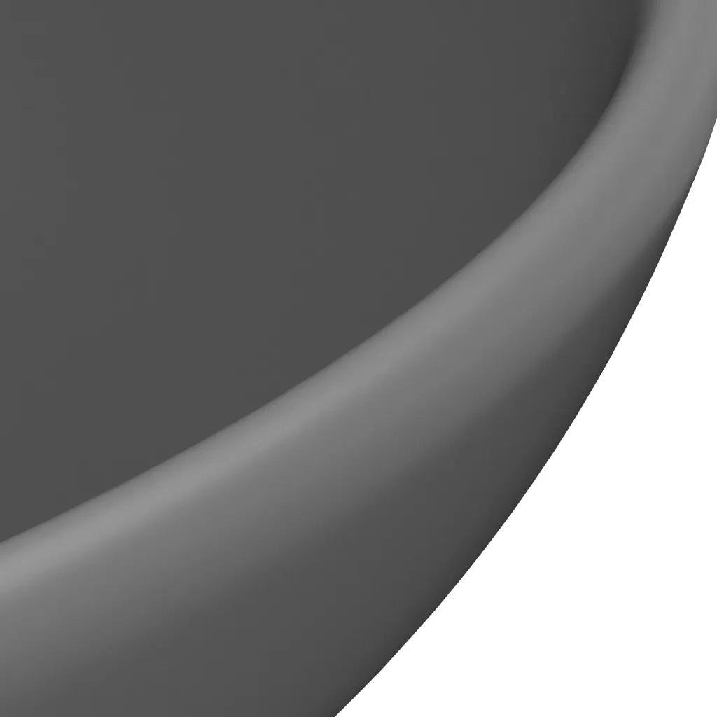 Lavandino-Lavello Lusso Rotondo Grigio Scuro Opaco 32,5x14 cm Ceramica