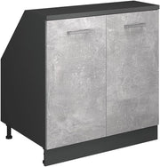 Mobile sottotetto Rion, Calcestruzzo, 80 x 81.6 cm con 2 porte, carcassa 60 cm profondità, adatto per il salvaspazio sotto tetti spioventi