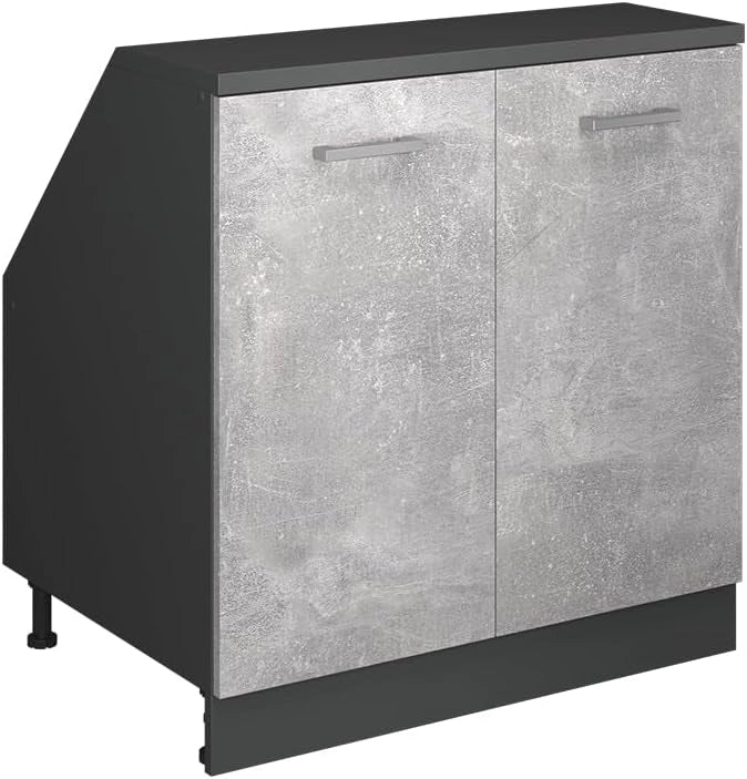 Mobile sottotetto Rion, Calcestruzzo, 80 x 81.6 cm con 2 porte, carcassa 60 cm profondità, adatto per il salvaspazio sotto tetti spioventi