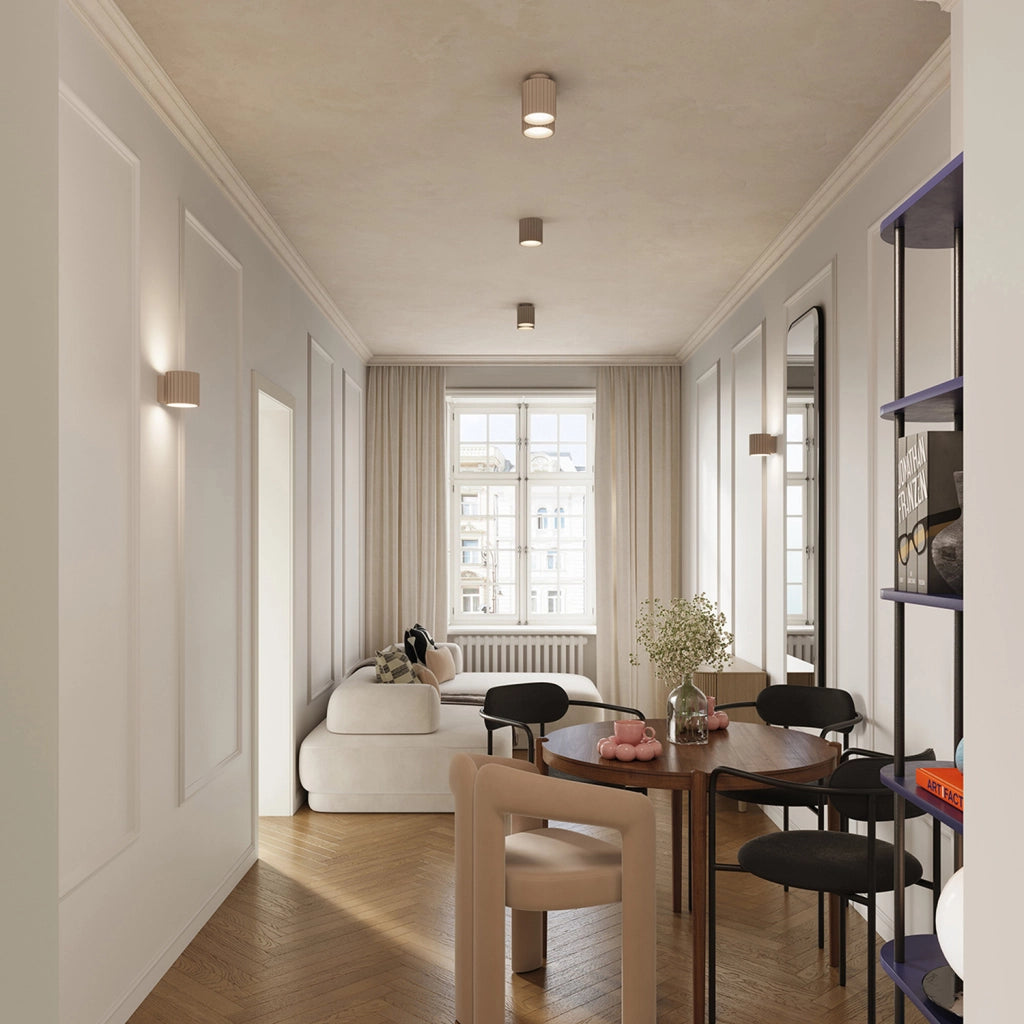 Spot soffitto rigato rotondo taupe 10cm GU10 10W VISTAO