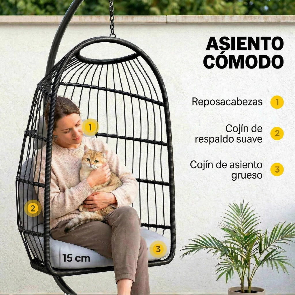 Sedia Huevo Sospesa ¨C zephmum ¨C Grigio Chiaro con Cuscino e Supporto