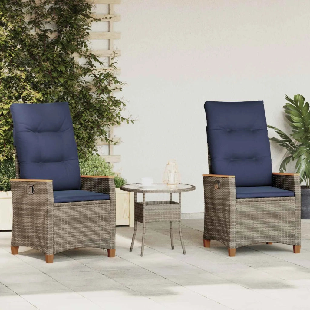 Sedia da giardino reclinabile 2 pcs Grigio e Blu Navy