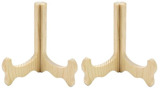 Display Standaard in Legno - 2 Pezzi - Dimensioni 14 x 9,5 x 12-17 cm - Supporto per Oggetti