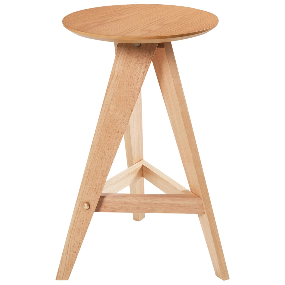 Set di 2 sgabelli in legno di caucciù marrone chiaro in stile retrò per sala da pranzo cucina