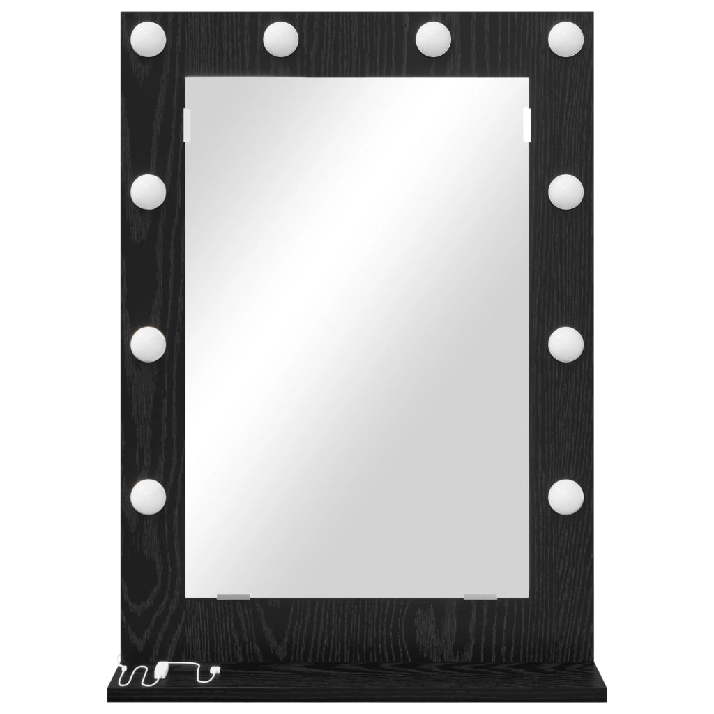 Specchio da vanitÃ  con luci LED Nero Rovere 70x50x18 cm