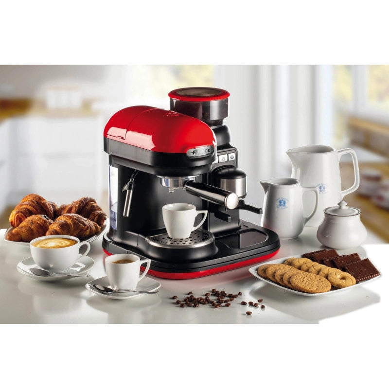 Macchina da Caffè con Macinacaffè - Montalatte - 15 Bar - 1080 Watt - Rosso